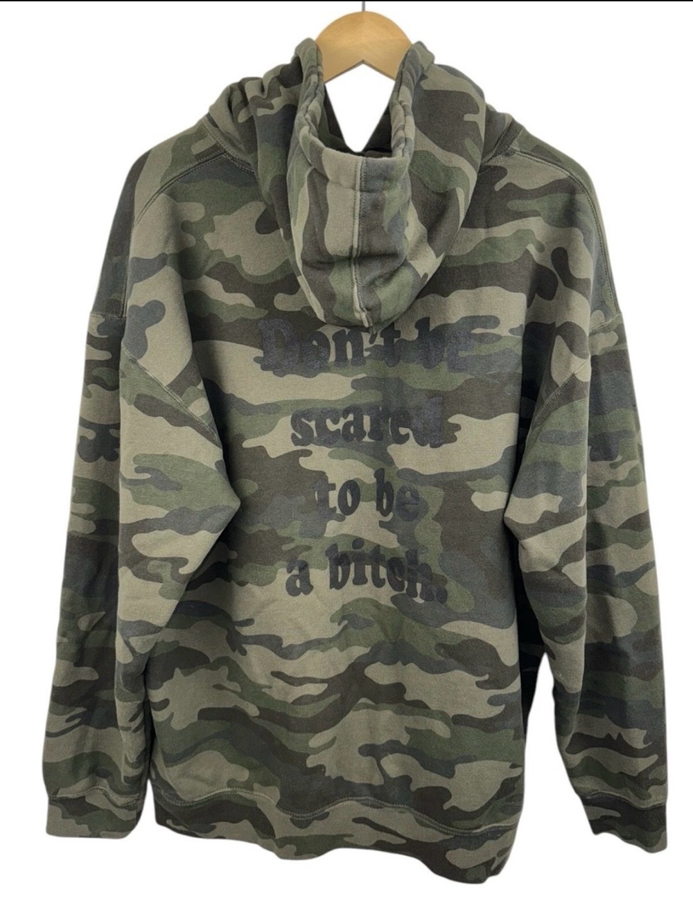 RARE Married to the MOB Camo Graphic Hoodie with Back Slogan